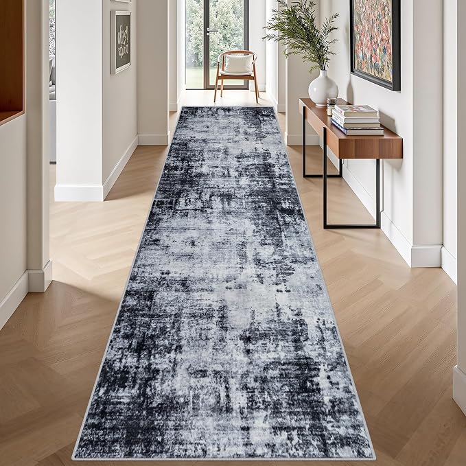 Washable Area Rug 3x14 Entryway Rug: Washable Modern Abstract Soft Thin Rug - Image 4