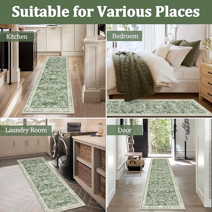 Yamaziot Washable Runner Rug 2x5 – Non Slip Boho Floral Hallway Runner Rug - Image 6