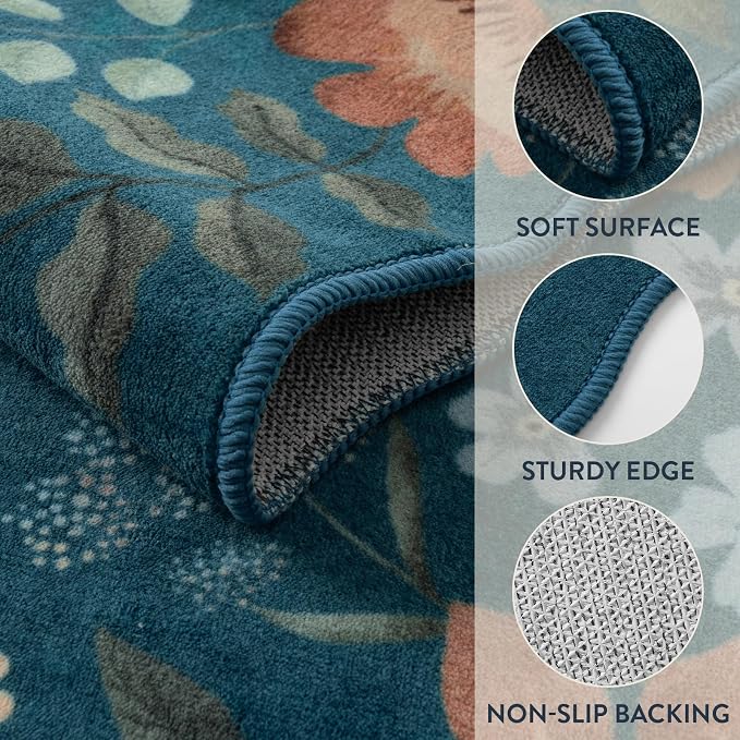 Lahome Floral Washable Runners for Hallways, 2x5 Kitchen Runner Rug Ultra-Thin - Image 7