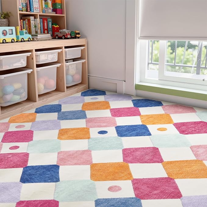 jinchan Macy 6x9 Kids Area Rug for Classroom Modern Colorful Nursery Rug - Image 3