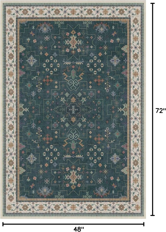 Hazo Haus Dark Green 4x6 Living Room Rug - Image 2