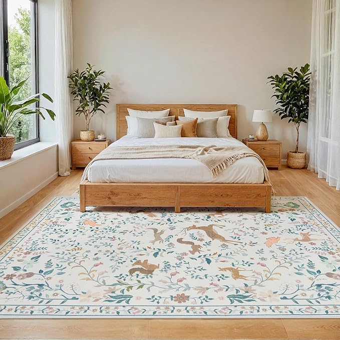 5x7 Area Rugs Washable Rug: Boho Living Room Rug Soft Non-Slip Low Pile Carpet - Image 3