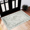 CHAMPLANT Washable Area Rug 2'x3' Floral Green Door Mat Vintage Distressed by CHAMPLANT