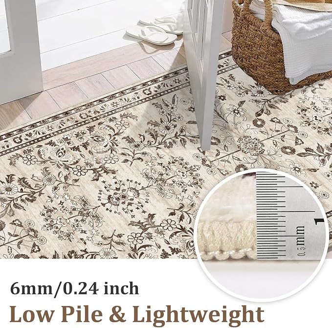 Yamaziot Washable Runner Rug 2x5 – Non Slip Boho Floral Hallway Runner Rug - Image 3