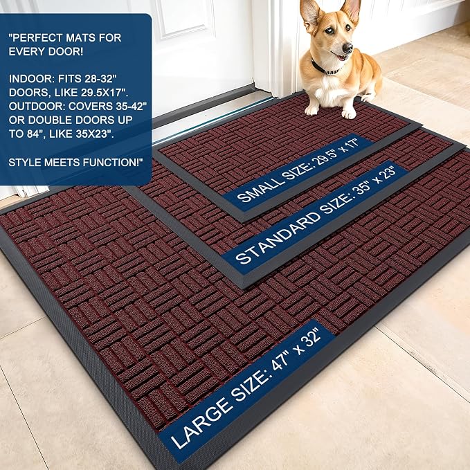 OLANLY Front Door Mat Outside Entrance 35x23, Heavy Duty Sturdy Natural Rubber - Image 2