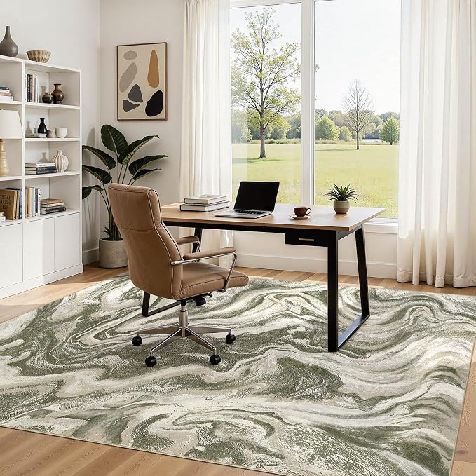 DMOYEST 5x7 Washable Area Rug for Living Room, Non Slip Abstract Rugs, Modern - Image 7