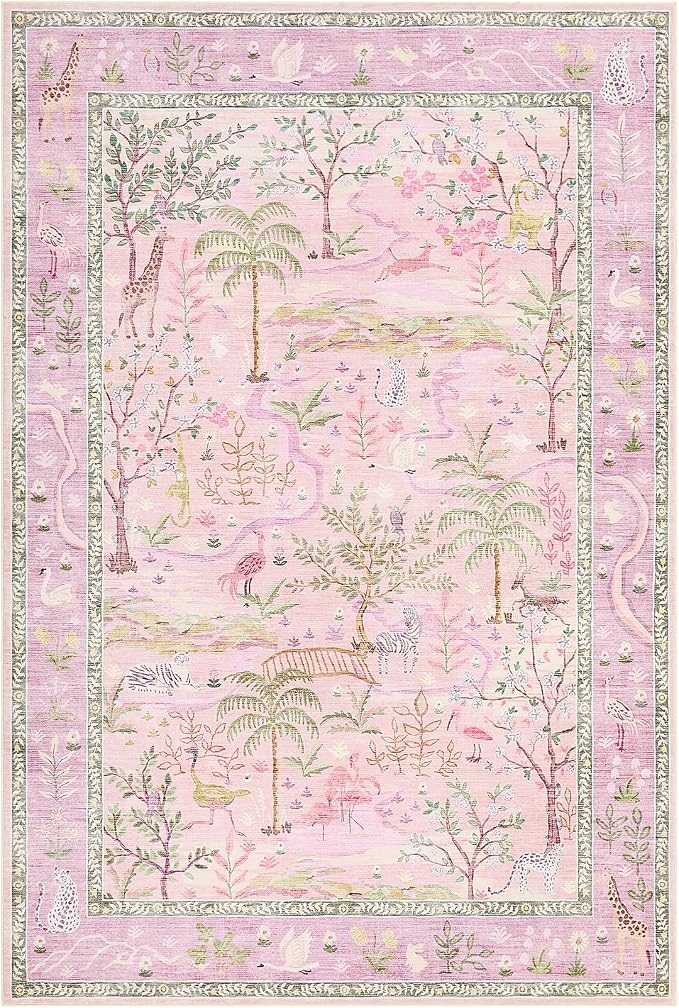 8x10 Washable Rug for Living Room Purple Animal Print Large Bedroom Rugs Non - Image 4
