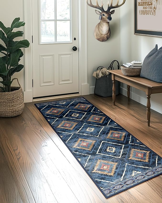 Area Rug 2x3 Rug Machine Washable Non-Slip Low Pile Print Pattern Western Rug - Image 8