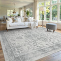 Rugxara 8x10 Washable Area Rug for Living Room, Extra Large Neutral Vintage by Rugxara