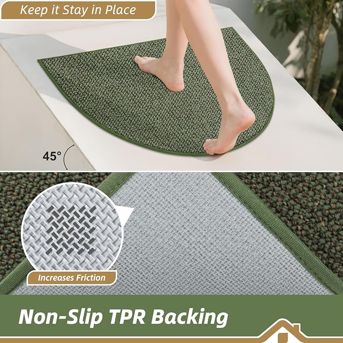 BEQHAUSE Dirt Trapper Door Mat 24" x 36" Half Circle Non-Slip Washable Doormats - Image 4