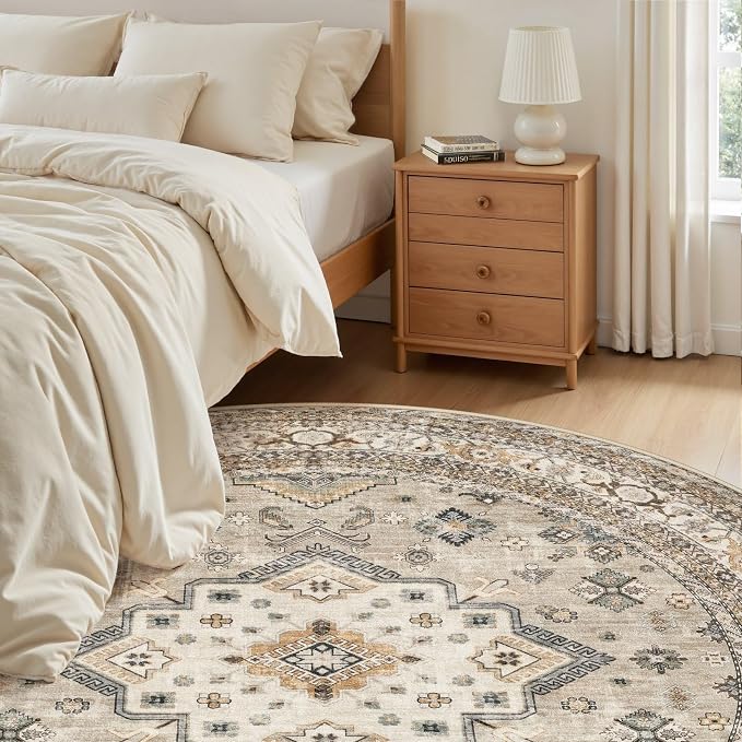 5ft Round Vintage Living Room Area Rug - Image 5