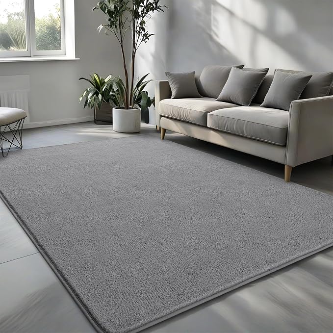 Pettop 4x6 ft Grey Area Rugs for Bedroom Living Room, Washable Memory Foam - Image 2