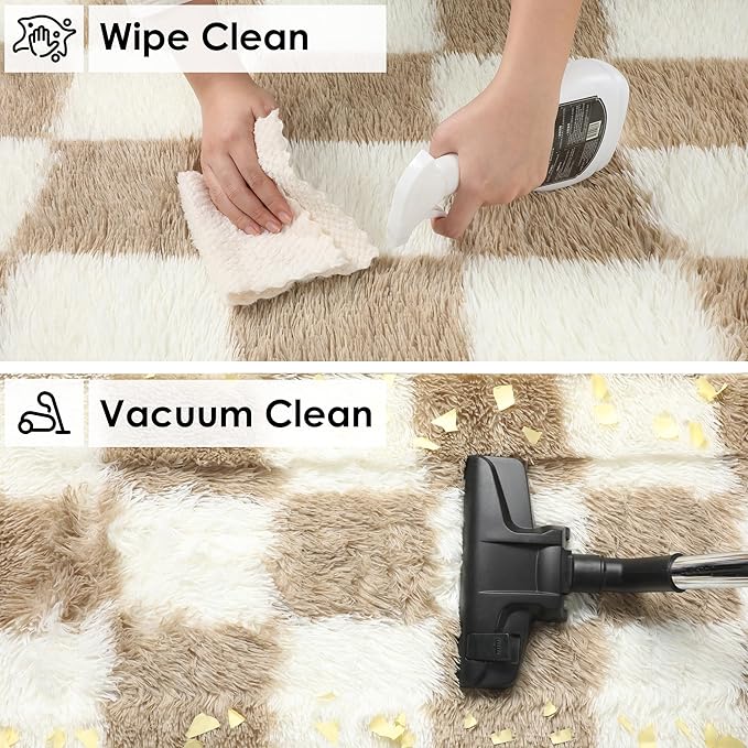 KICMOR Area Rugs for Bedroom Living Room, 4x6 Fluffy Soft Beige and Cream White - Image 4