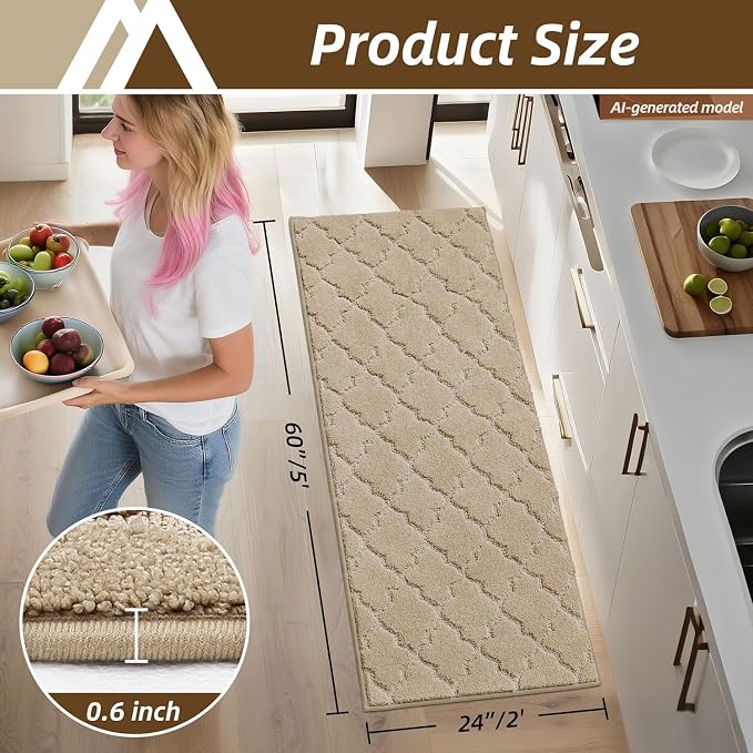 COSY HOMEER Kitchen Rugs 24"x60" Non-Slip Washable Kitchen Mats - Image 2
