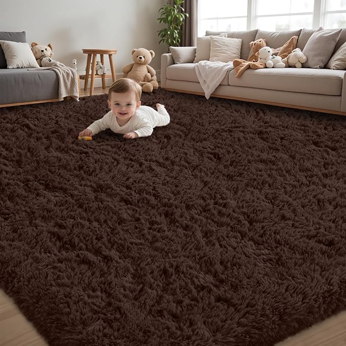 5x8 Area Rug for Living Room:Ultra Soft Fluffy Shag Brown Rugs, Large Fuzzy by Unknown
