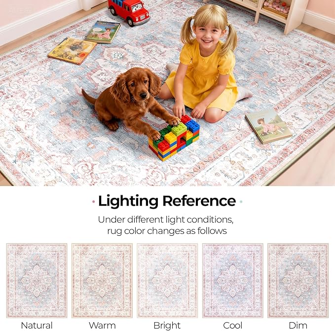 CAPALOCA Machine Washable Rugs Nursery Rug 6x9 Cute Girl Non Slip Low Pile - Image 7
