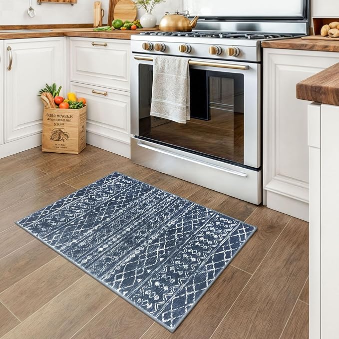 KUTA Moroccan Rugs for Entryway, 2x3 Navy Blue Entrance Small Area Rug - Image 2