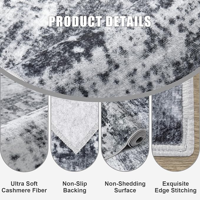 4x6 Area Rug Living Room Rug: Washable Modern Abstract Soft Thin Rug Indoor - Image 6