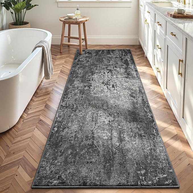 2x8 Black Rug Runners for Hallways Kitchen Runner Rug Non Slip Washable Black - Image 4
