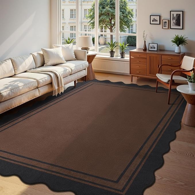 8x10 Scalloped Rug Easy Jute Washable Rug - Image 3