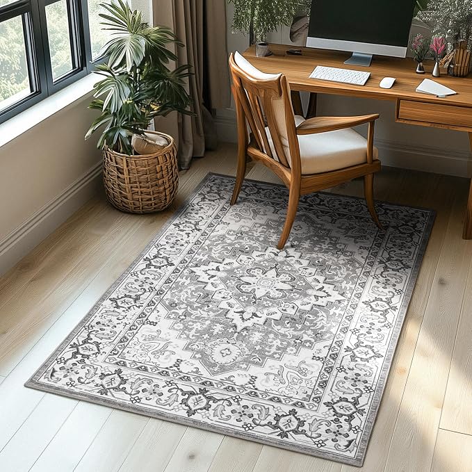 Lessymo 4 x 6 Area Rugs for Living Room- Machine Washable Area Rugs Boho Faux - Image 3