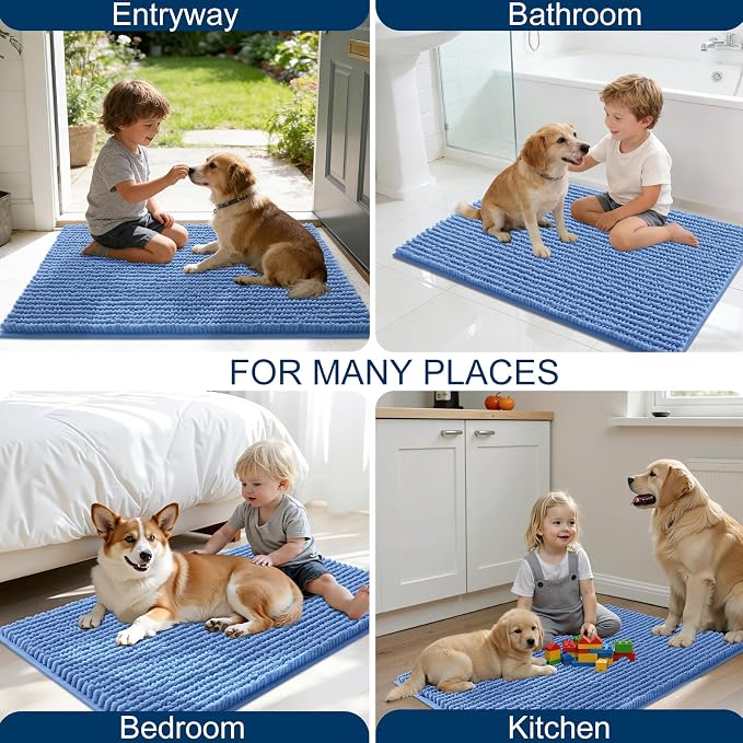 OLANLY Dog Door Mat for Muddy Paws 47x17, Ultra Absorbent Chenille Mud Doormat - Image 8