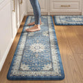 Collive Boho Kitchen Mat, Cushioned Anti Fatigue Kitchen Rug Set 2 Piece by Collive