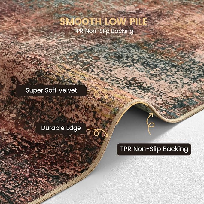 Toneed Abstract Area Rug Modern Washable Rug Soft Non Slip Rug Low Pile - Image 5