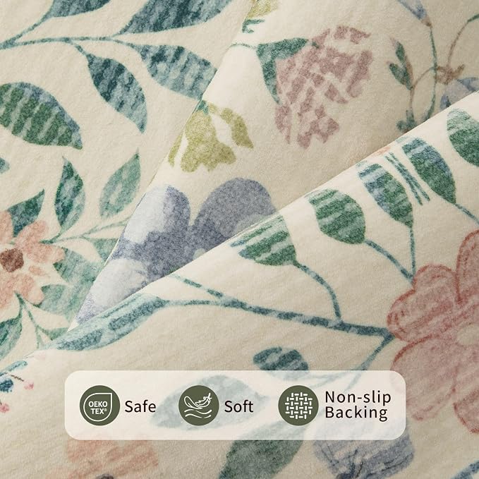 Rugxara 2'6" x 8' Floral Runner Rug, Washable Runners - Image 4