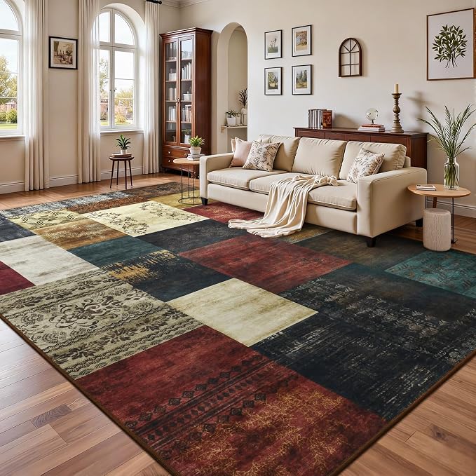 DweIke Washable Area Rugs 5x7 for Living Room, Modern Geometric Colorful Soft - Image 4