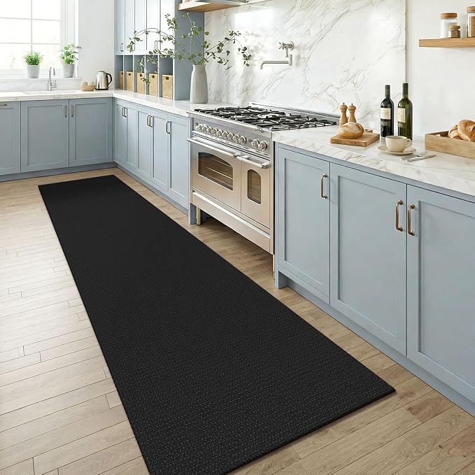 KOZYFLY Black Runners for Hallway 2.5'x8', Washable Runner Rug, Woven Non Slip - Image 2