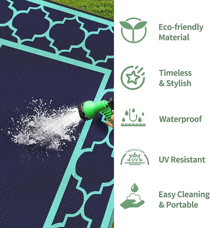 GENIMO 5 ' x 8 ' Outdoor Rug for Patio, Waterproof Indoor Outdoor Plastic Straw - Image 6