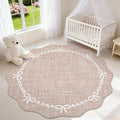 GarveeHome Scalloped Bow Rug for Living Room, 5ft Round Rugs Washable Solid by GarveeHome