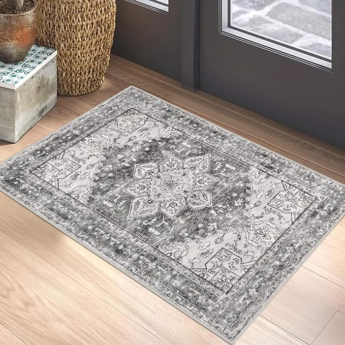 Yamaziot Washable Area Rug, 2x3 Small Entryway Rug Non-Slip Boho Vintage Rug by Yamaziot