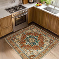RELEANY Area Rugs Square 4ft Washable Non-Slip, Floral Vintage Distress by RELEANY