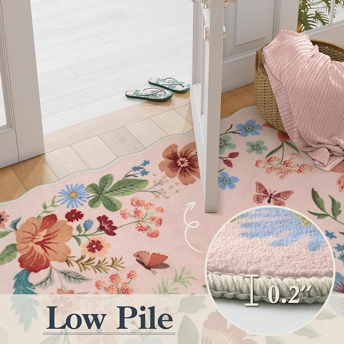 Lahome Floral Washable Rugs, 4X6 Pink Rugs - Image 5