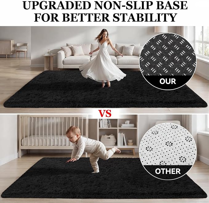 Area Rugs 9x12 Living Room Bedroom: Soft Fluffy Shag Rugs Upgrade Non-Slip High - Image 8
