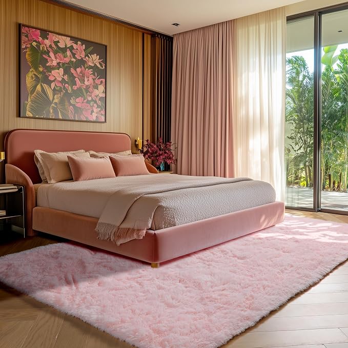 ONASAR Pink 6x9 Area Rugs for Living Room Bedroom, Large Fluffy Bedside Throw - Image 4