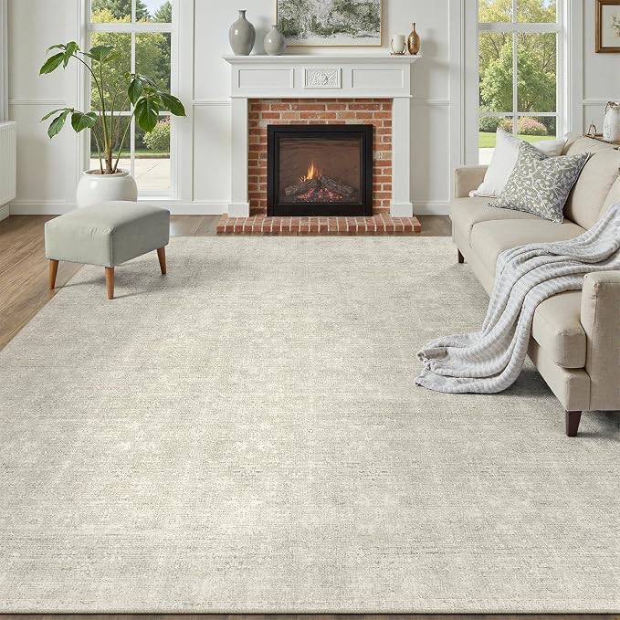 DCX 9x12 Beige Rug, Kid & Pet Friendly by DCXWashableRug