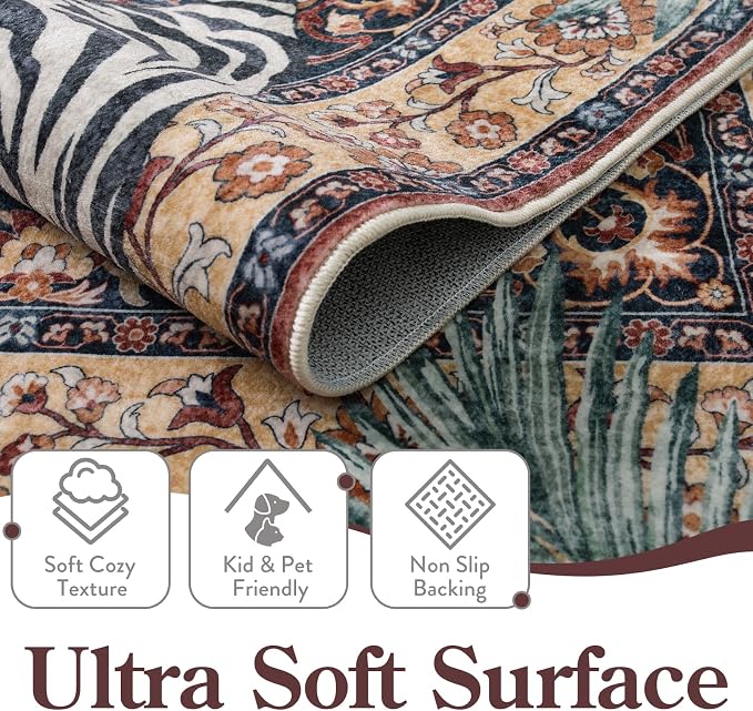 Moynesa Tiger Washable Area Rugs 8x10, Large Boho Rugs - Image 4