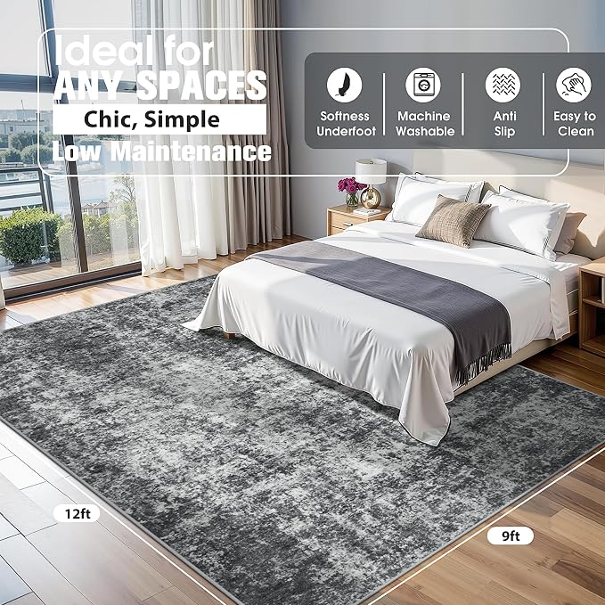 9x12 Area Rugs for Living Room Rug Washable: Abstract Large Rug for Dining Room - Image 2