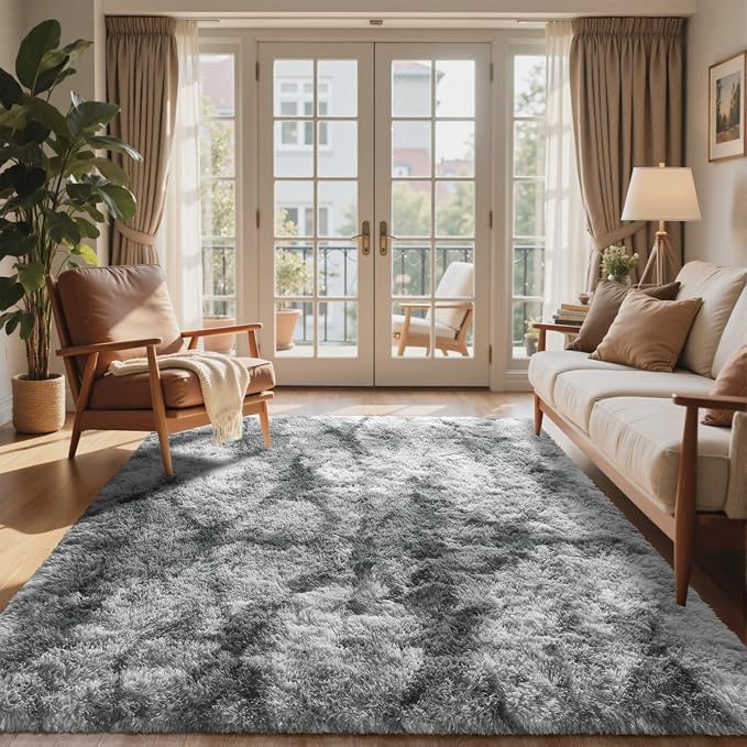 4x6 Ft Shag Rugs for Bedroom Living Room, Tie-Dyed Ultra Soft Fluffy Furry Area by Cuzwlovita