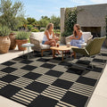 Garvee Waterproof Outdoor Rug 10x14, Checkered Foldable Plastic Straw Patio by Garvee