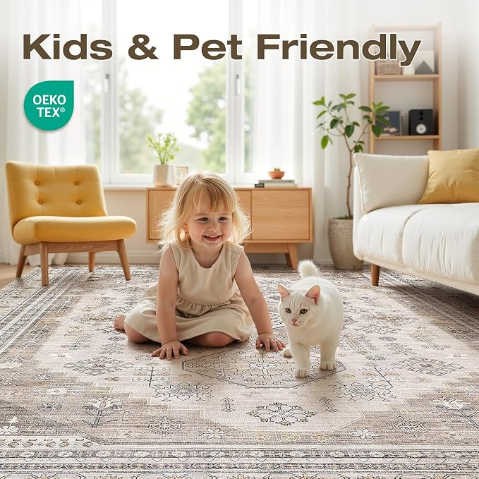 6x9 Washable Area Rug, Large Rugs - Image 4
