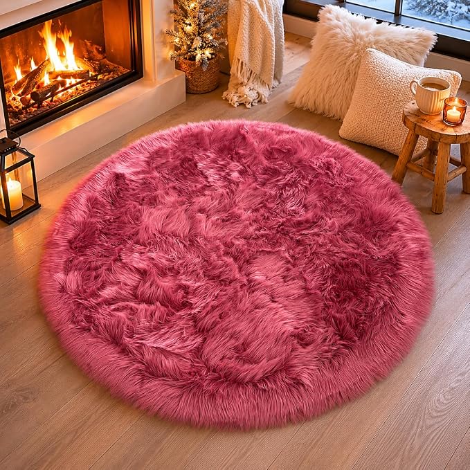 EasyJoy Faux Sheepskin Rug, Fluffy Faux Fur Rug, Ultra Soft Shag Area Rug by EasyJoy