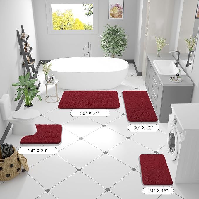 OLANLY Bathroom Runner Rugs 59x20, Extra Soft Absorbent Chenille Bath Rugs - Image 2