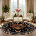 RELEANY Area Rugs Round 5ft Washable Non-Slip, Floral Vintage Distress by RELEANY