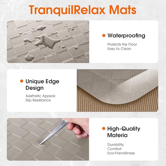 TranquilRelax 4/5 Inch Thick 2-Piece Anti-Fatigue Kitchen Mats, Cushioned - Image 3