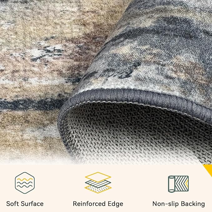 RELEANY Washable Area Rugs 8'x10' Non-Slip Modern Abstract Soft - Image 4
