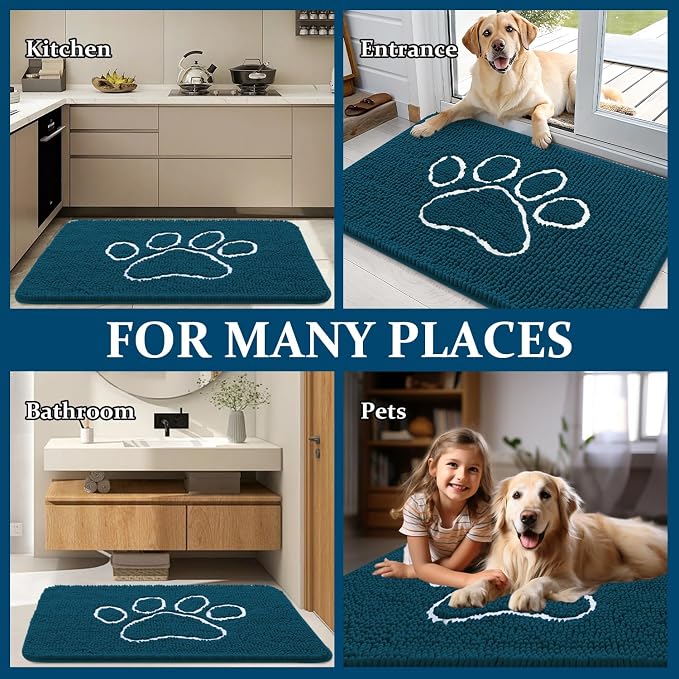 OLANLY Dog Door Mat for Muddy Paws 40x32, Paw Print Design, Absorbs Moisture - Image 8